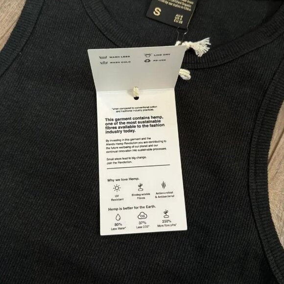 NWT Afends - Lydia - Women's Hemp Ribbed Black Tank Top - Size Small - Picture 3 of 9